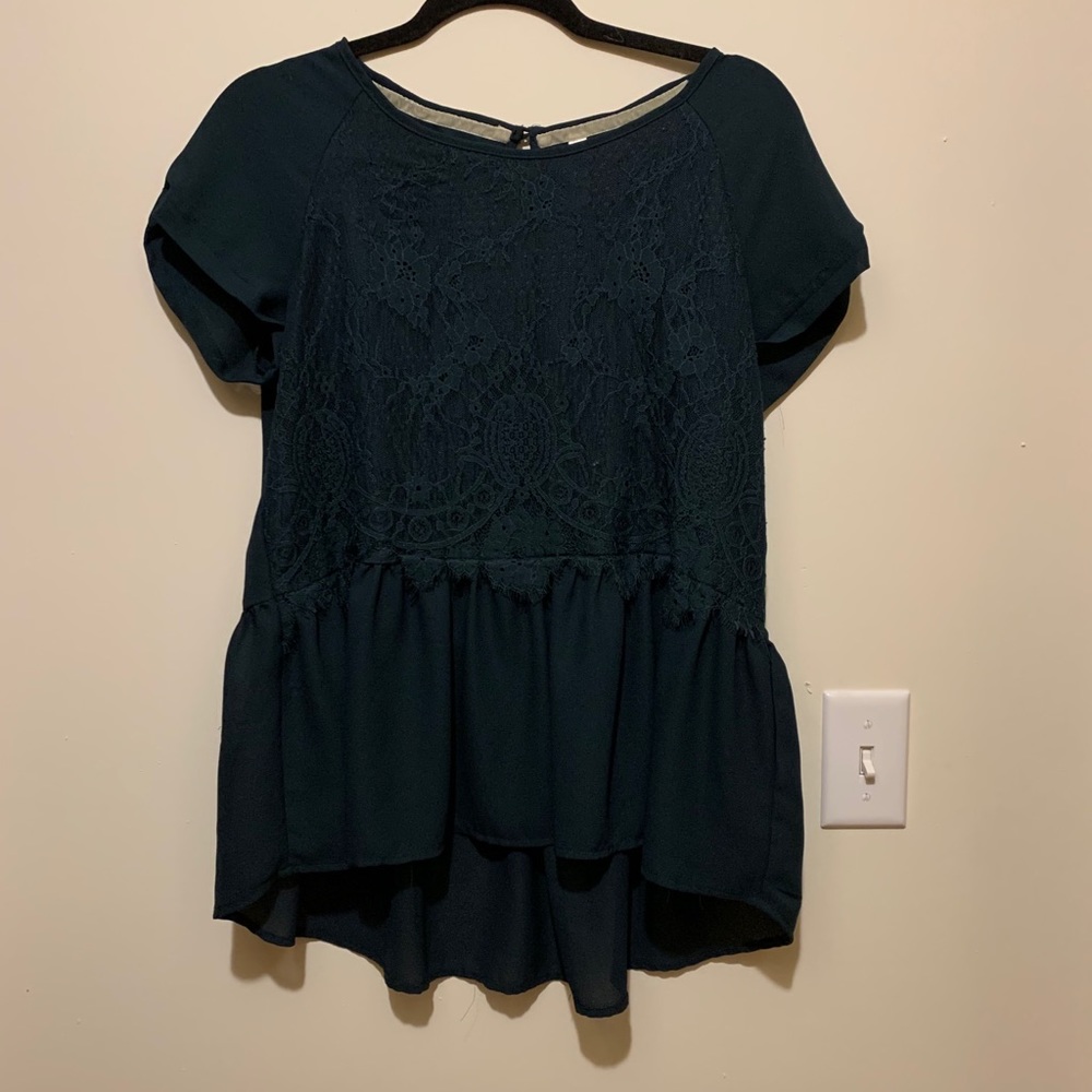 Dark Green Peplum Blouse